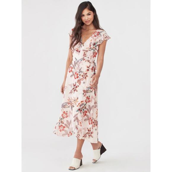 Sanctuary Jolynn Floral Midi Dress Size 4 - Picture 7 of 7